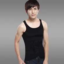 Модные Для мужчин функциональные Нижнее Бельё для девочек дна жилет Средства ухода за кожей скульптуры хлопок корсет талии тренер Корректирующее белье Мужской черный, белый цвет