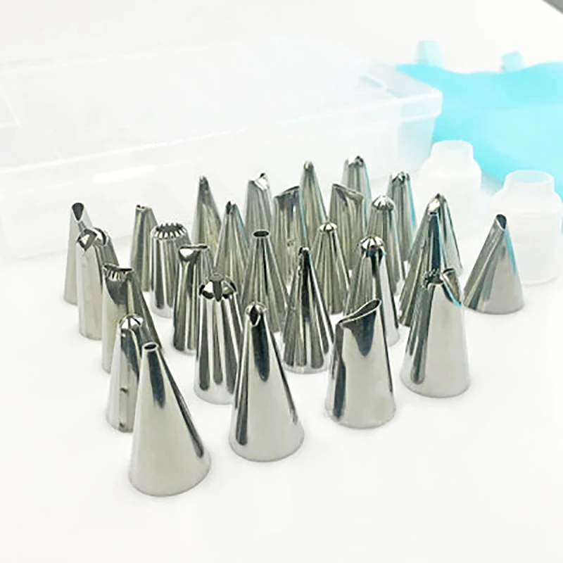 32pcs Stainless Steel Cream Nozzle Flower Mouth Jam Nozzles Cake