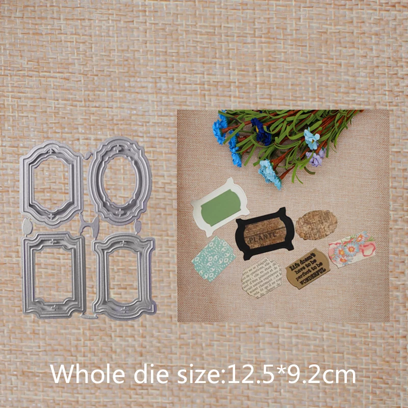 

4 pcs label decoration Metal Cutting Dies Scrapbooking Album DIY Card Craft Embossing mold 125*92 mm