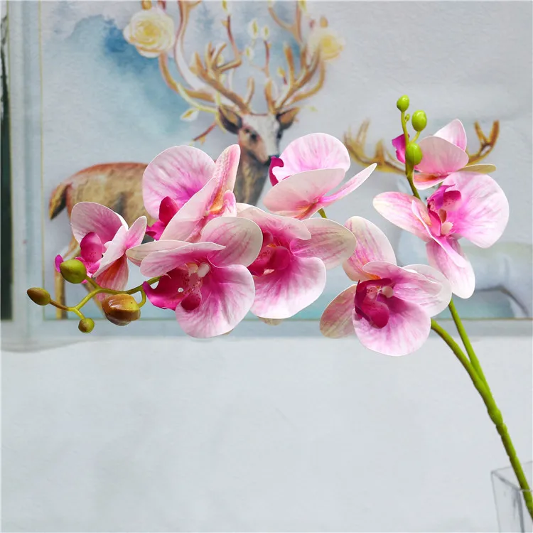 2 вилки 3d печать бабочка Орхидея зеленый пластик идиллический страна поддельные цветы стол украшение интерьера искусственный цветок - Цвет: White purple fringe