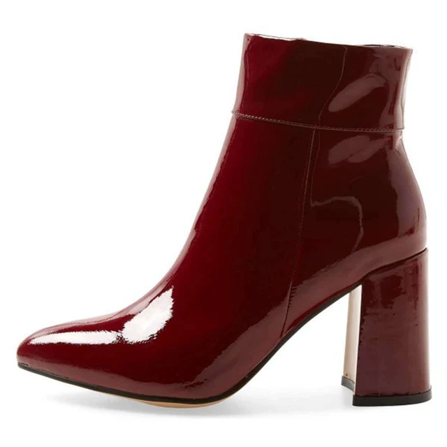 bottine vernis bordeaux