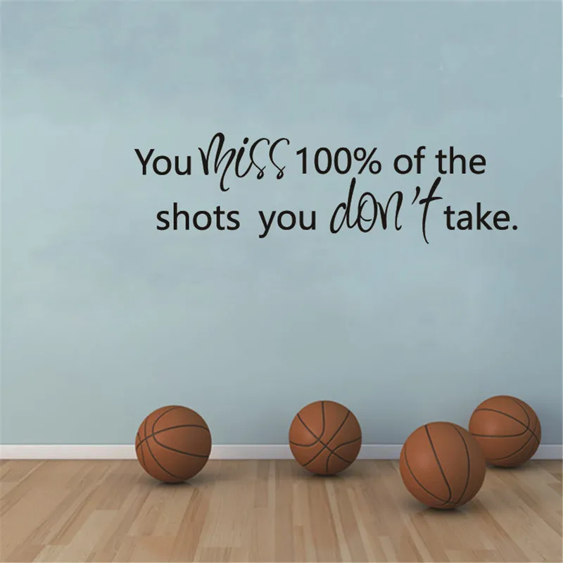 

YOU MISS 100% OF THE SHOTS Inspirational Quote Decal Sports Basketball Vinyl Wall Sticker Art Decor Ice Hockey Gretzky