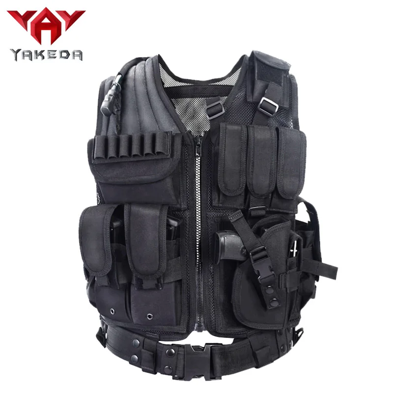 YAKEDA полицейские военные тактические жилеты Wargame бронежилет для тела спортивная одежда охотничий жилет CS уличная продукция оборудование с 5 цветами - Цвет: Black