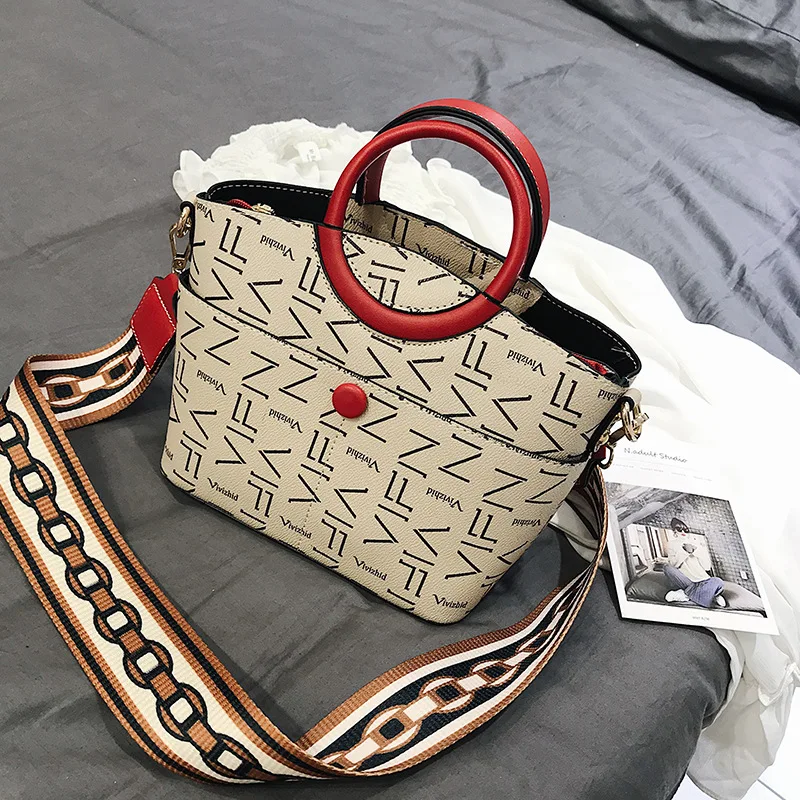 

Luxury Designer Leather Handbags Fashion Wide Straps Shoulder Messenger Bags Letter Print Crossbody Female Totes Handbags Louis