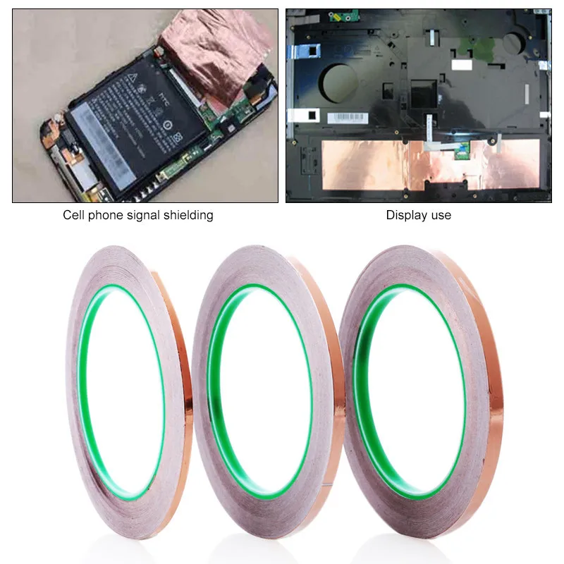 

20 Meters Single Side Conductive Copper Foil Tape Strip Adhesive SealersTape Shielding Heat Resist Tape 4mm 5mm 6mm
