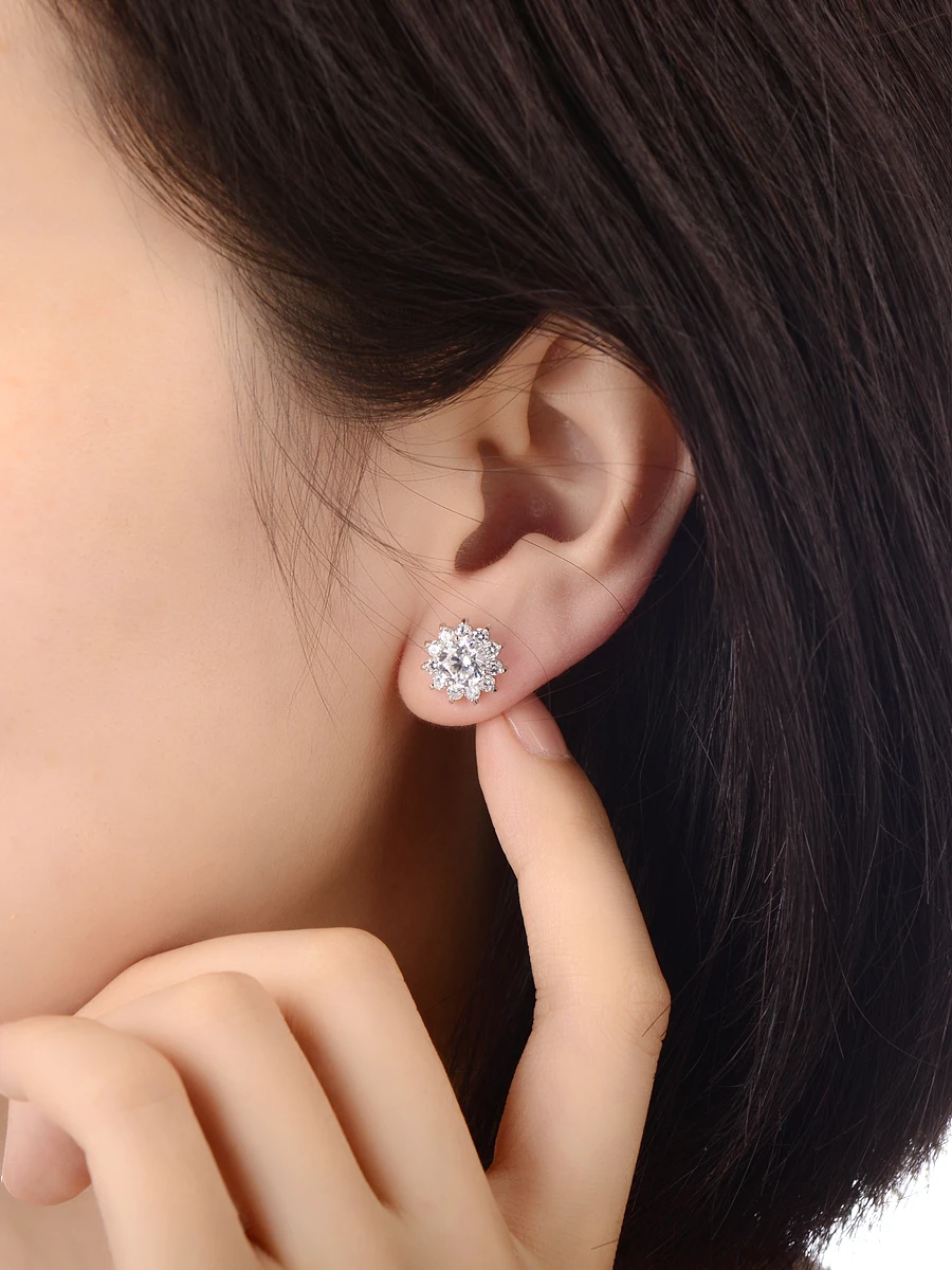 Sunflowers Beautiful 1ct Piece Sona Synthetic Diamonds Earrings For Sunflowers Beautiful 1ct Piece Sona Synthetic Diamonds Earrings For Women Top Quality 925 Silver Luxury Color Wedding In Stud From Jewelry