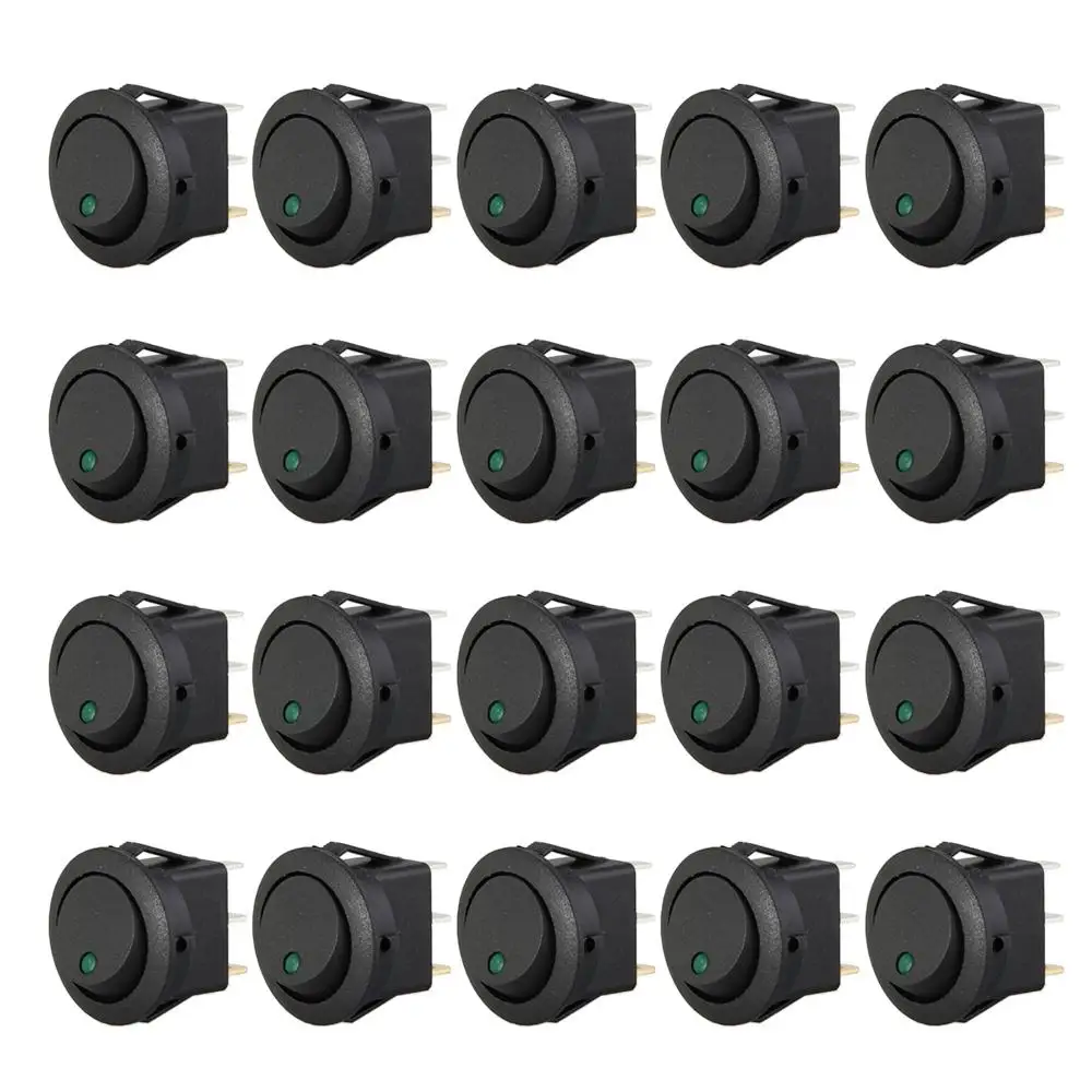 

Promotion!20 Mini Round Green LED Rocker Indicator Switch 3 Pin On-Off 12V DC