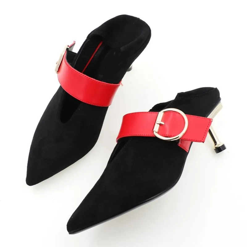 Women 6cm High Heel Pumps Women Cat Heel Pointed Toe Pumps Shoe Elegent