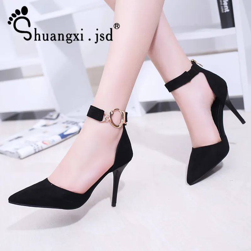 

Sandals Woman Summer Women Shoes Matte leather Korean Fashion Brand High Heels Ladies Pointed Sexy Sandalias mujer 2019 size 38