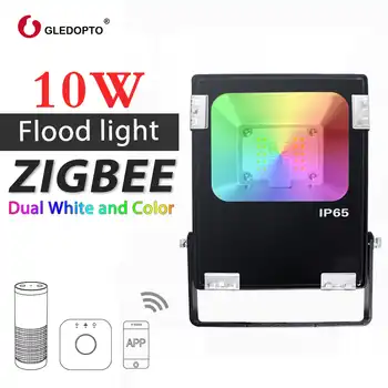 GLEDOPTO ZIGBEE LED 10W floodlight RGB+CCT warm white and cool white zigbee light link AC110-240V EU AU Plug work with echoplus