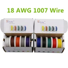 25m UL 1007 18AWG 5 color Mix box 1 box 2 package Electrical Wire Cable Line Airline Copper PCB Wire