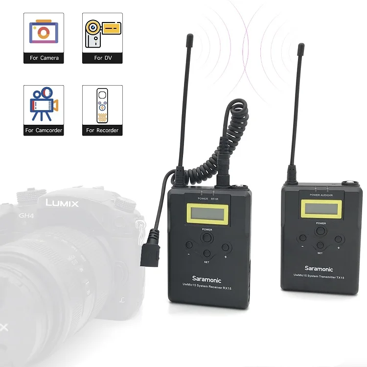 Wireless Lavalier Microphone System, Saramonic UHF 16 Channel Omnidirectional Lap Mic for DSLR Camra,Camcorder Canon Nikon SLR