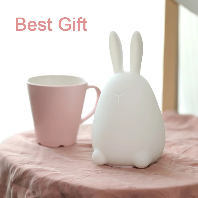  Kawaii Mi Rabbit Patted Silicone LED Lamp Night Light Multicolor Touch Sensor Tap Control Best Gift - 32949793591