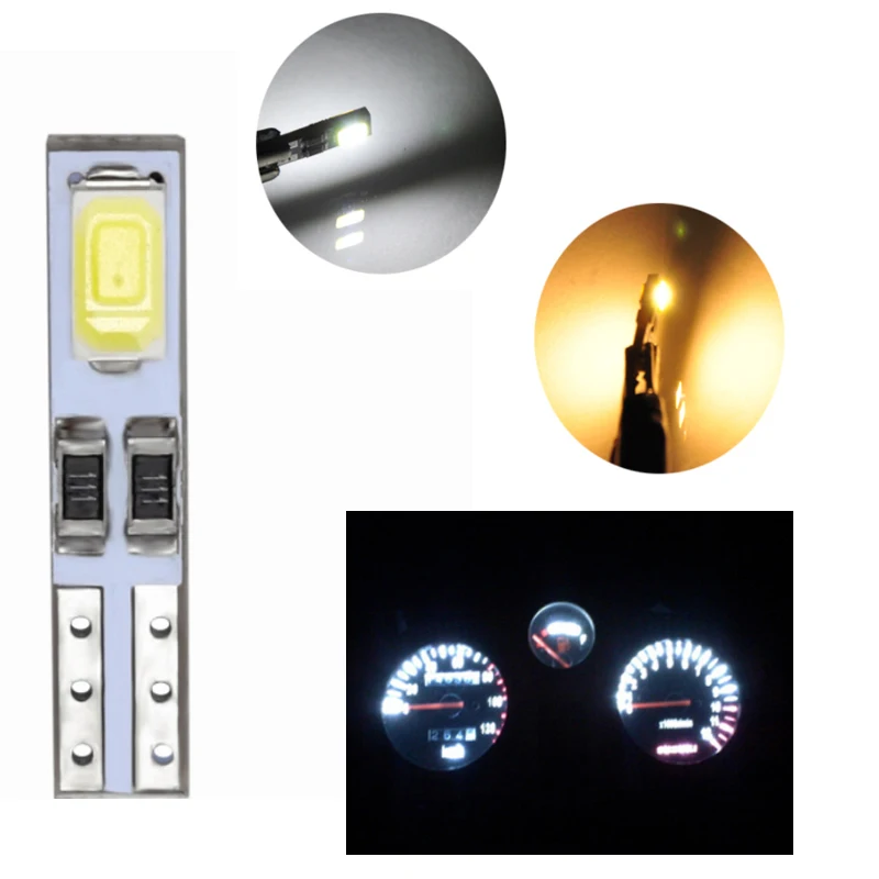2 шт. Автоматическая светодиодный ная лампа 2SMD T5 5630 широкоугольная клиновидная