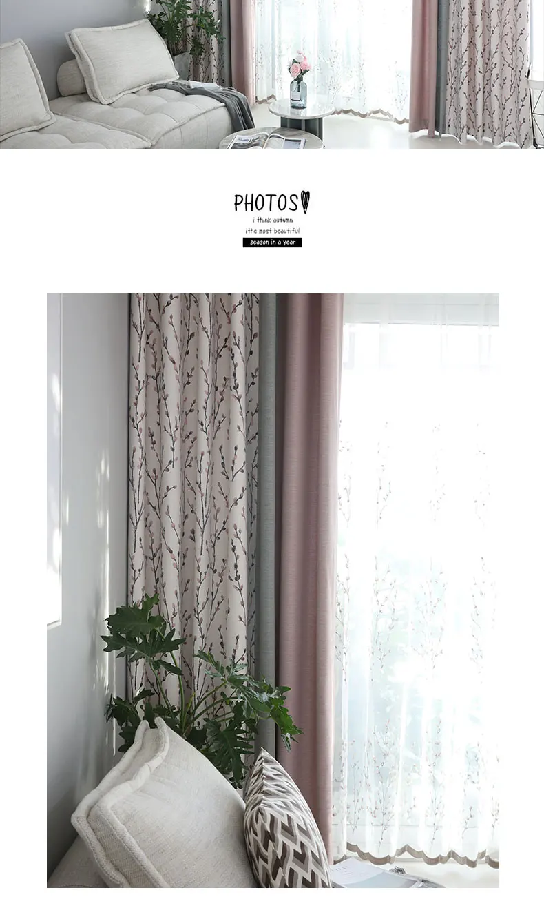 Пользовательские занавески пасторальная ветка хлопок вышитые гостиная Сращивание спальня окна ткань затемненные занавески Тюль Шторы M656