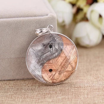 

Genuine Natural Moldavite Gibeon Iron Meteorite Gemstone 925 Sterling Silver Tai Ji Shape Pendant 17mm 20mm 27mm 32mm AAAAA