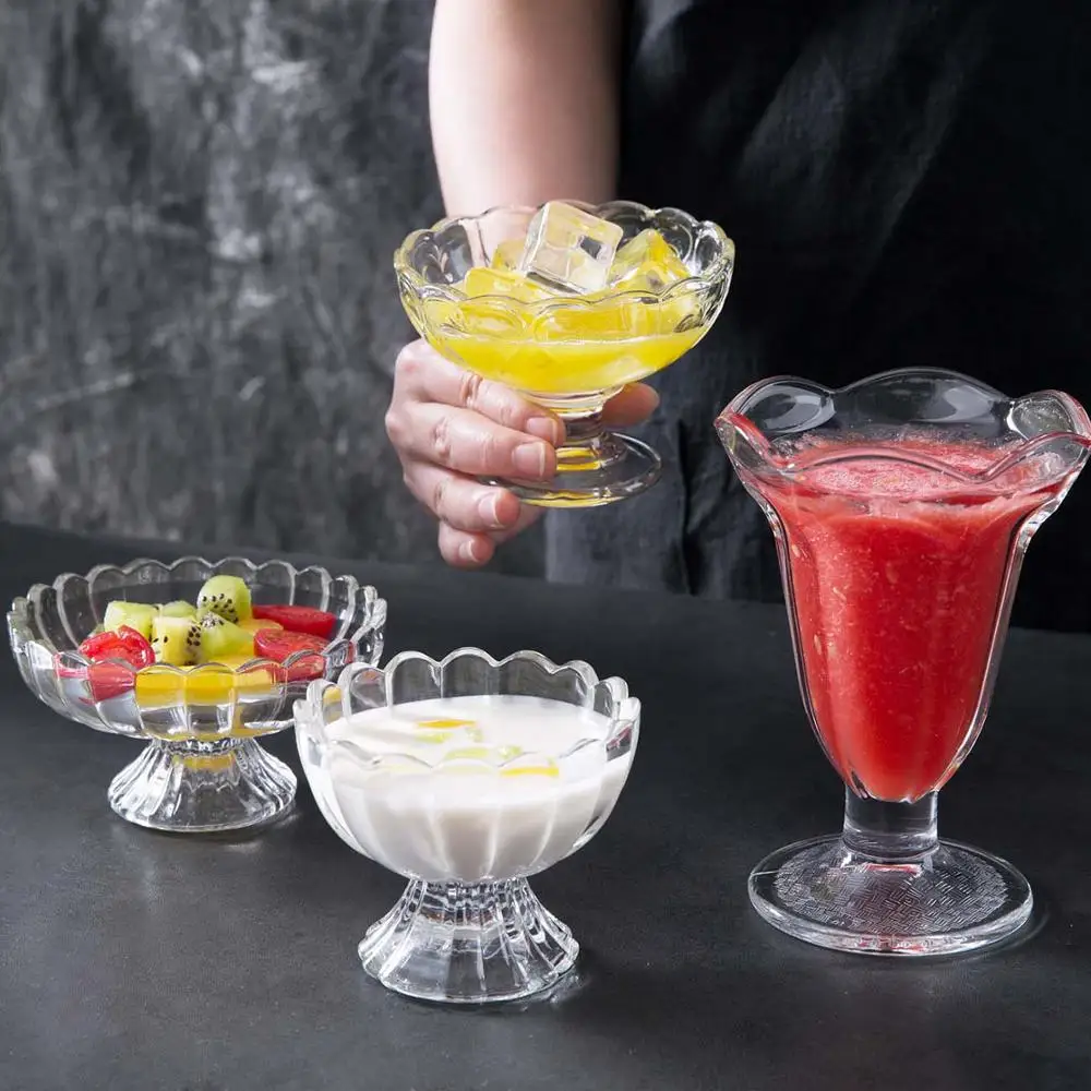 

Transparent Glass Milkshake Cup Party Fruit Salad Serving Cup Creative Dessert Cup Household Juice Drinking Cup Home Bar Tools