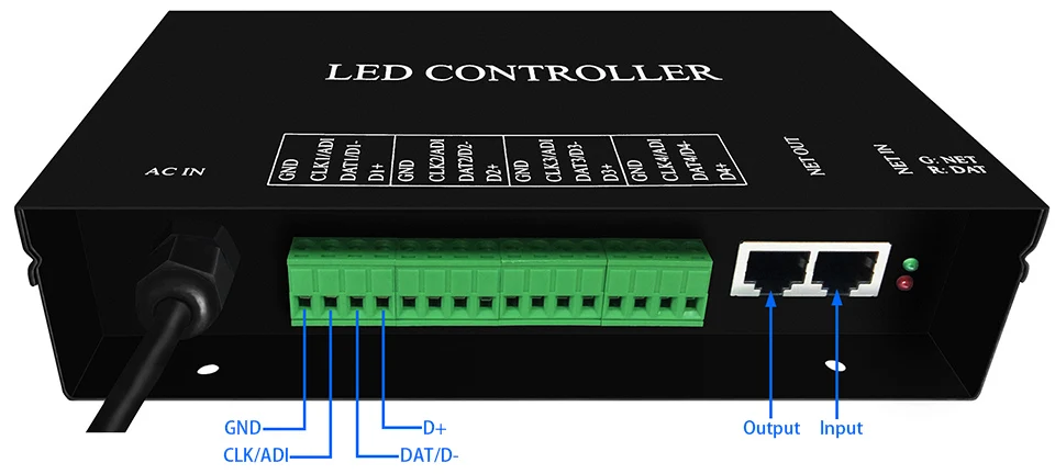 Светодиодный контроллер, полноцветный, использует протокол Ethernet, диск Макс 150000 пикселей, контроль Макс 255 рабов, поддержка DMX консоли