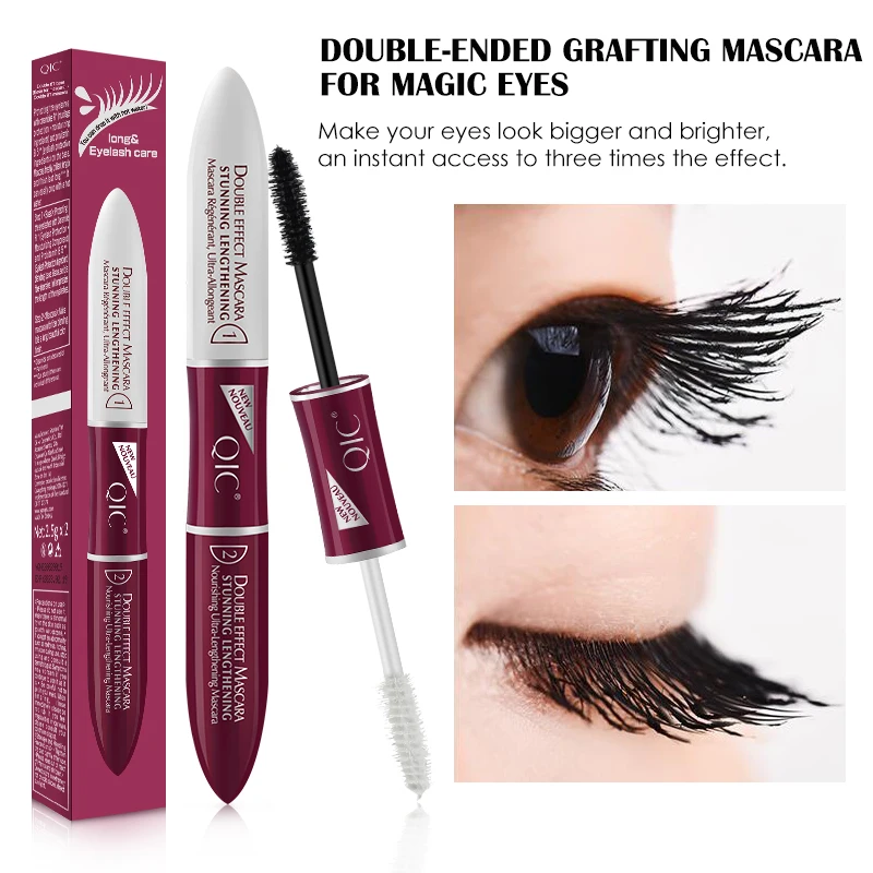 

Black White Double Ended Mascara 4D Silk Fiber Thick Curling Eyelash Extensions Eyes Fast Dry Waterproof Eyes Makeup Cosmetic