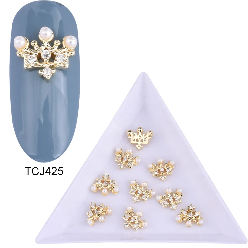 5 шт. Циркон Стразы для маникюра бриллианты украшения для ногтей украшения золото 3d ногтей талисманы цепи цветок луна Венок Дизайн TCJ416~ 430 - Цвет: TCJ425