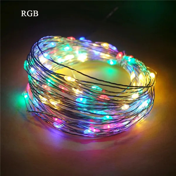 RGB 5 м 10 м 12 м 50 100 120 светодиодный S светодиодный струны медный провод 3XAA на батарейках для украшения рождественской свадебной вечеринки светодиодный шнур Fairy Lig - Испускаемый цвет: RGB
