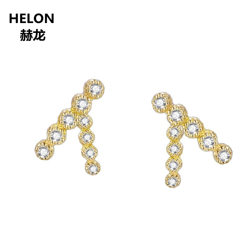 

Solid 14k Yellow Gold Vintage Women Stud Earrings Natural Diamonds Earrings Engagement Wedding Fine Jewelry