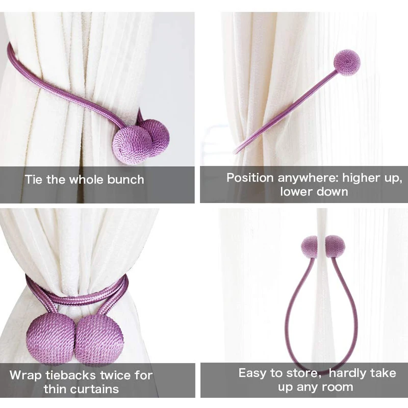 1 PC Upgraded Strong Magnetic Curtain Tieback Decorative Headset Shape Rope Curtain Holdbacks Convenient Drape Tie Backs