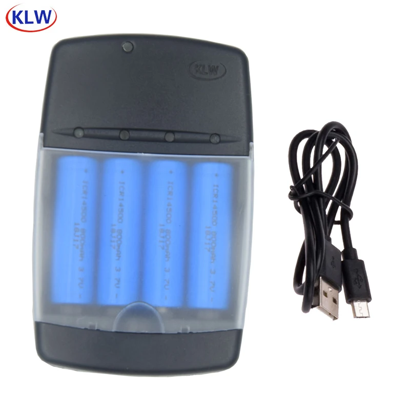 

4 Slots USB Battery Charger LED display Smart battery Charger for Li-ion battery 16340 14500 14500 US EU Plug Quick Charger