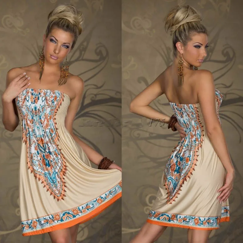 Ziamonga Boho летнее платье, женское сексуальное открытое платье с открытыми плечами, Африканская Этническая туника с цветочным принтом, пляжные платья размера плюс, платье