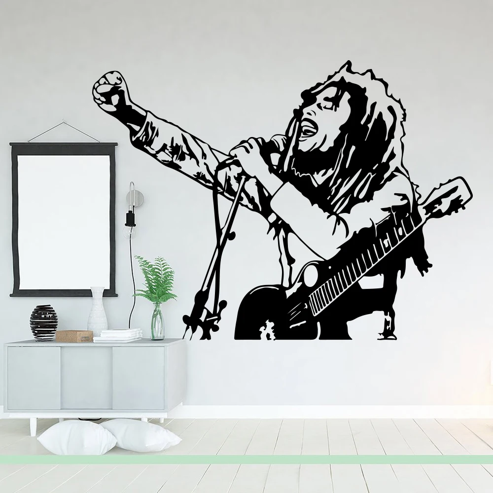 Bob Marley Reggae Rasta Wall Sticker Bedroom Kids Room Bob Marley Lion Rock Music Star Wall Decal Living Room Vinyl Home Decor (1)