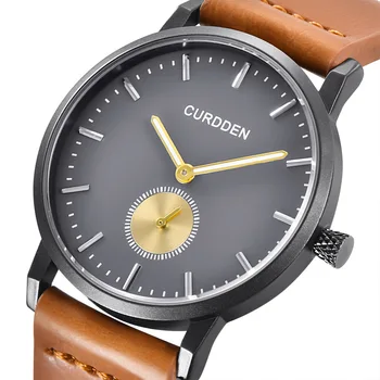 

CURDDEN Casual Watch Men Wristwatch Leather Strap Simple Thin Dial Fashion Watches Luminous Hand Relojes Para Hombre