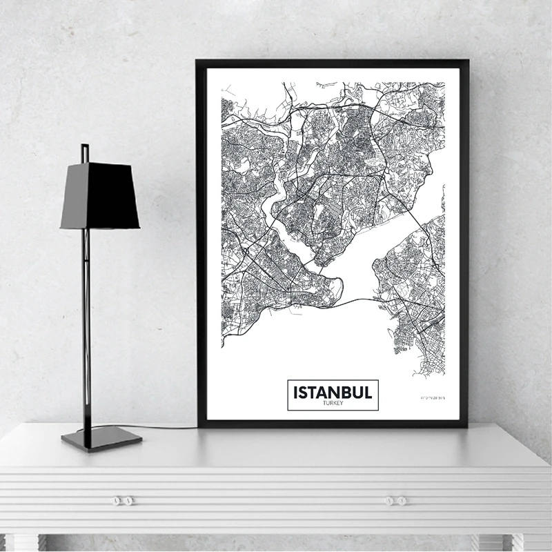 Istanbul Map Prints Home Decor