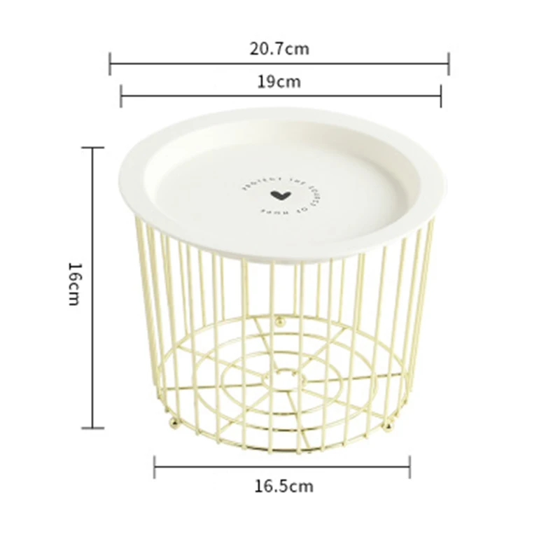 Скандинавский стиль цилиндрической формы золотистые железные корзины для хранения с лотком Домашний Органайзер чаша для фруктовые закуски кухонный декор для столовой инструмент