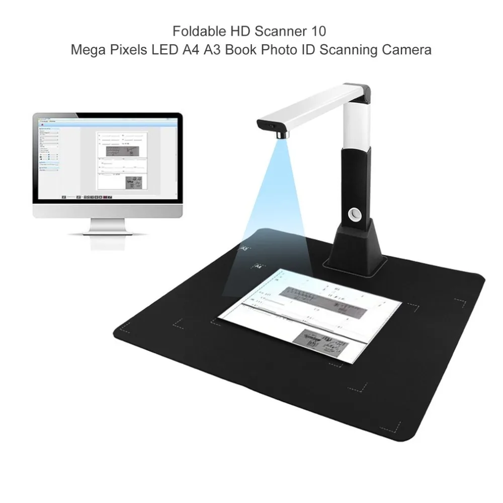 

Multifunctional Foldable HD Scanner 10 Mega Pixels LED A4 A3 Document Book Photo ID Scanning Camera w/OCR Machine