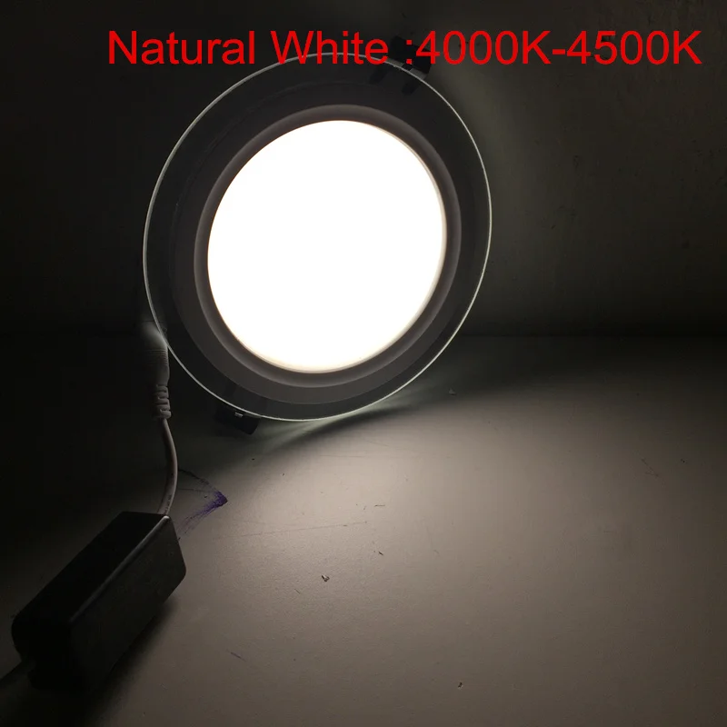 24 Вт круглый/квадратный стеклянный светодиодный потолочный светильник Встраиваемый с регулируемой яркостью светодиодный точечный потолочный светильник 85-265 в+ светодиодный драйвер