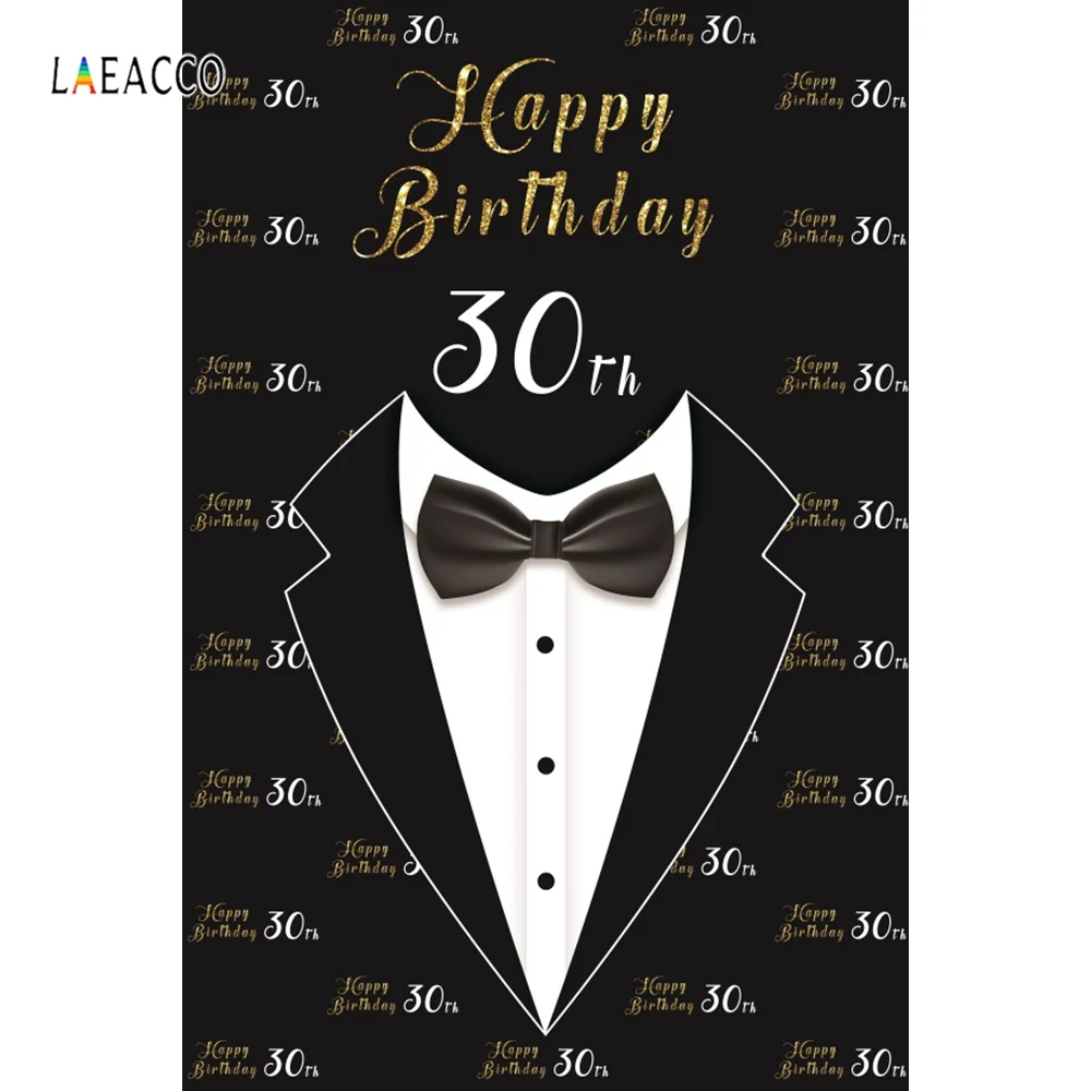 

Laeacco Happy 30th Birthday Party Suit Tie Man Poster Portrait Photo Backdrop Photography Background Photocall Photo studio