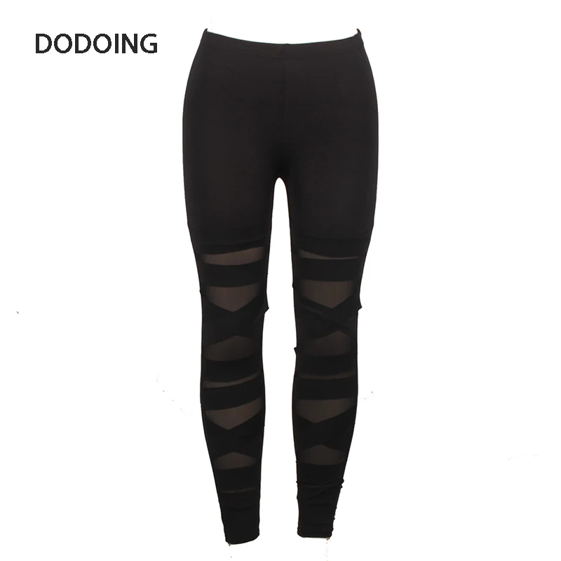 DODOING 2018 Fashion High Waist pants Women Elastic Black Breathable trousers Quick Slim Workout Tights Full Length