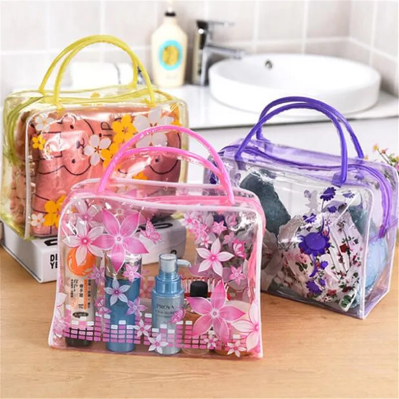 

Fashion Print Travel Cosmetic Bag PVC Toiletries Organizer Bathroom Waterproof Zipper Wash Bag Transparent Makeup Bag