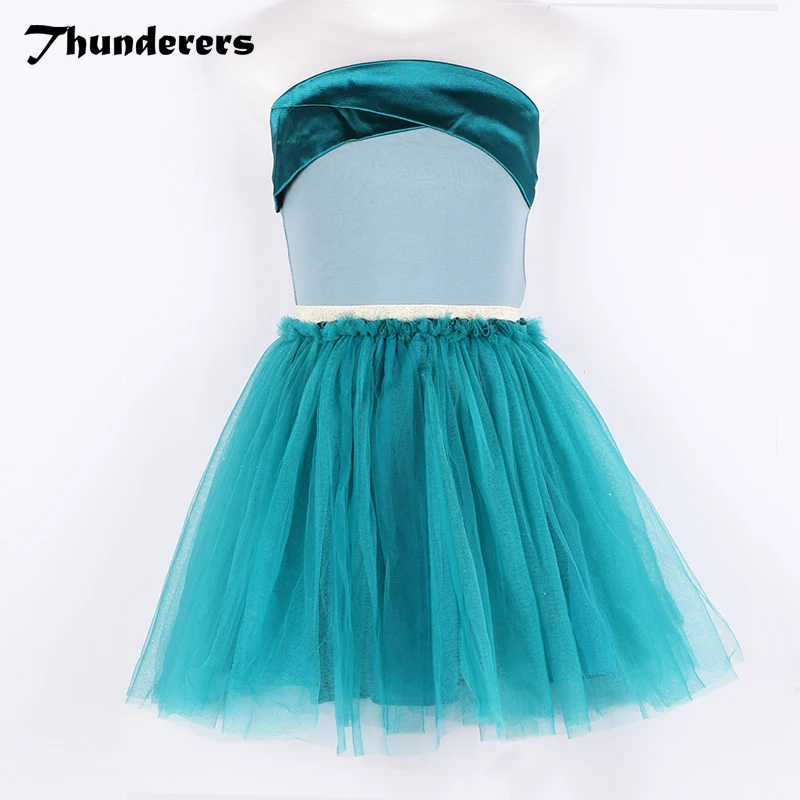 New Baby Girls Clothes Set Blue Boob Tube Top And Blue Lace Tutu Skirt