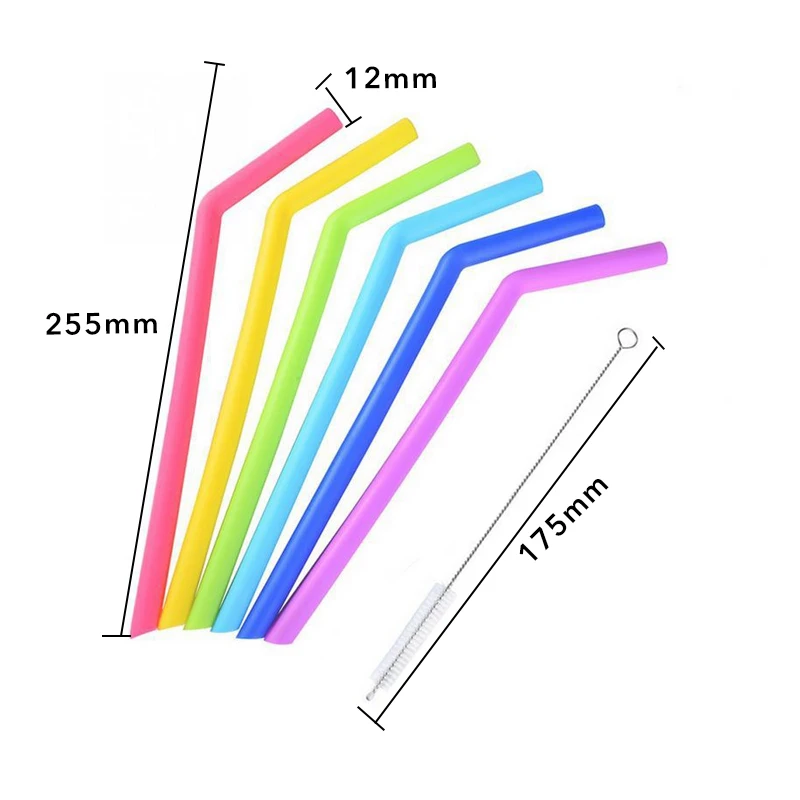 B 6 шт многоразовый силиконовый питьевой набор соломинок длинные гибкие соломинки с чистящими щетками стакан бар вечерние соломинки бар аксессуар
