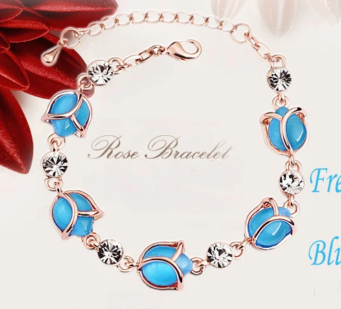 LYIYUNQ Высокое качество опал браслет модные стразы в форме капли воды Кристалл Свадебные украшения классические браслеты для женщин - Окраска металла: S002 G Blue