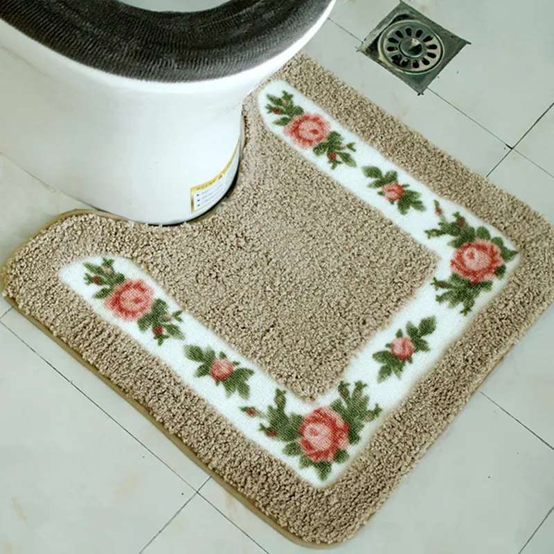Günstige Günstige 1PC Dusche Pad Matte Teppich Bad Matten Set Korallen Samt Weichen Wc Muster Teppich Bad Wc Nicht  slip Bad Matten