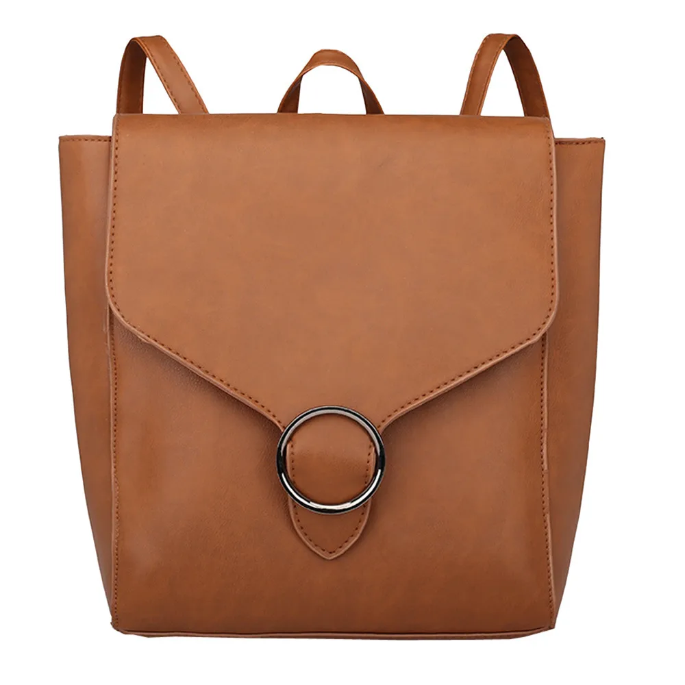 

Vintage Women Backpacks Pure Color Leather Shoulder School Bag High Quality Designer Large Capacity Stundet Backpack