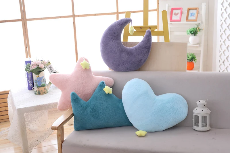 Sky Series Plush Toy Stuffed Soft Cartoon Moon Star Crown Heart-Shaped Plush Pillow Cute Sofa Cushion For Kids Birthday Gift