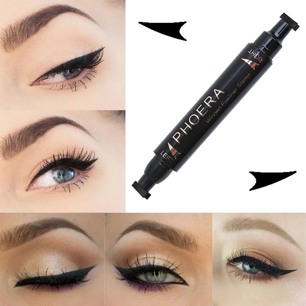 

2019 Glitter Makeup Eyeliner Easy to Makeup Waterproof Cat Eye Wing Eyeliner Stamp Tool Double Head Crayons Yeux Longue Tenue