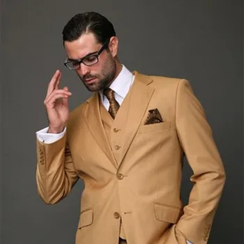 

2017 Latest Coat Pant Designs Brown Khaki mens suits Classic Men Suit 3 Pieces Slim Fit wedding suits for men Blazer Outfit