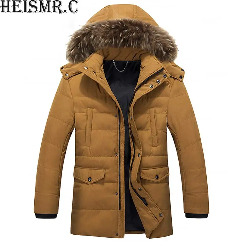 

HEISMR.C 2017 New Men's Winter Jacket Mens Brand Hat Detachable Padded Casual Hooded Fur Collar Parkas Warm Outwear Jacket HJK60