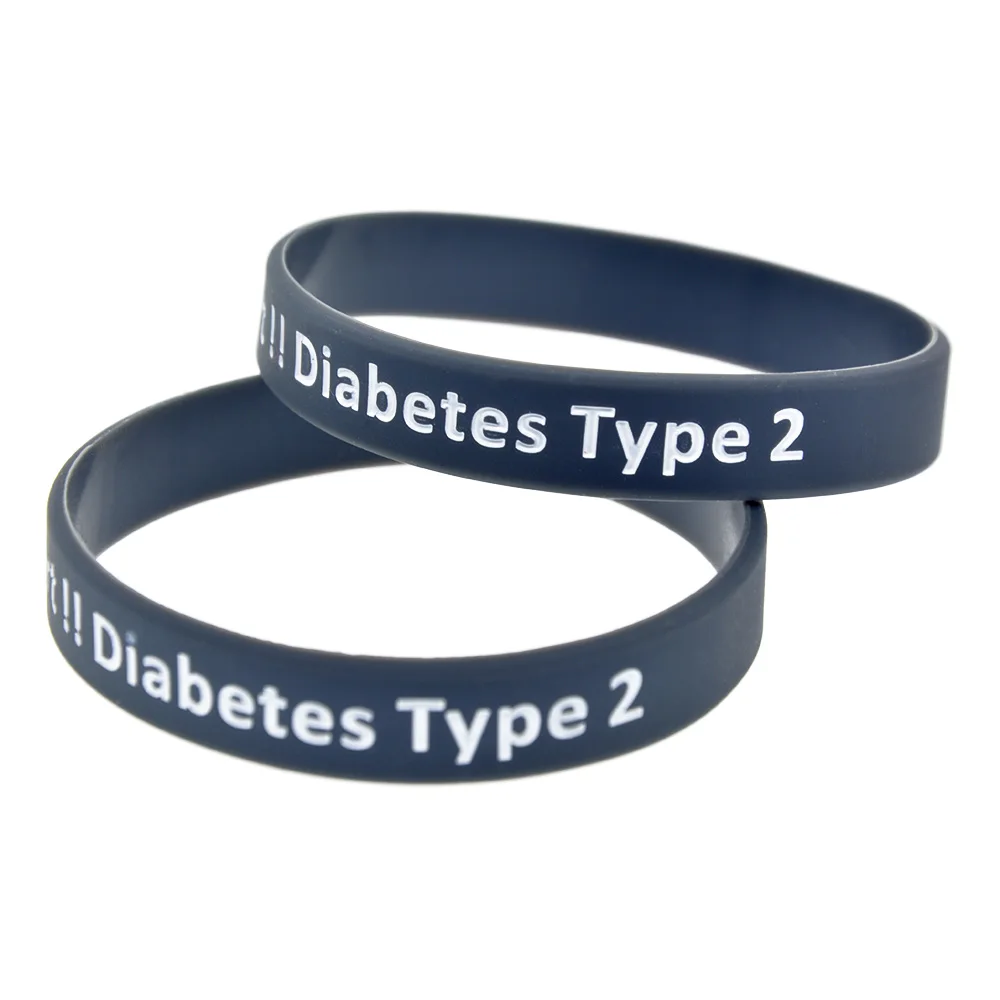 

OneBandaHouse 1PC Medical Alert Bracelet Type 2 Diabetic Silicone Rubber Wristband