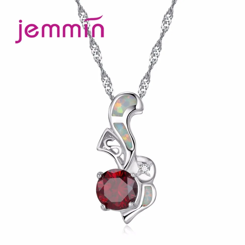

Unique Design Pendant White Fire Opal Necklaces Silver Color AAA Crystal Jewelry CZ Jewelry Necklace Women