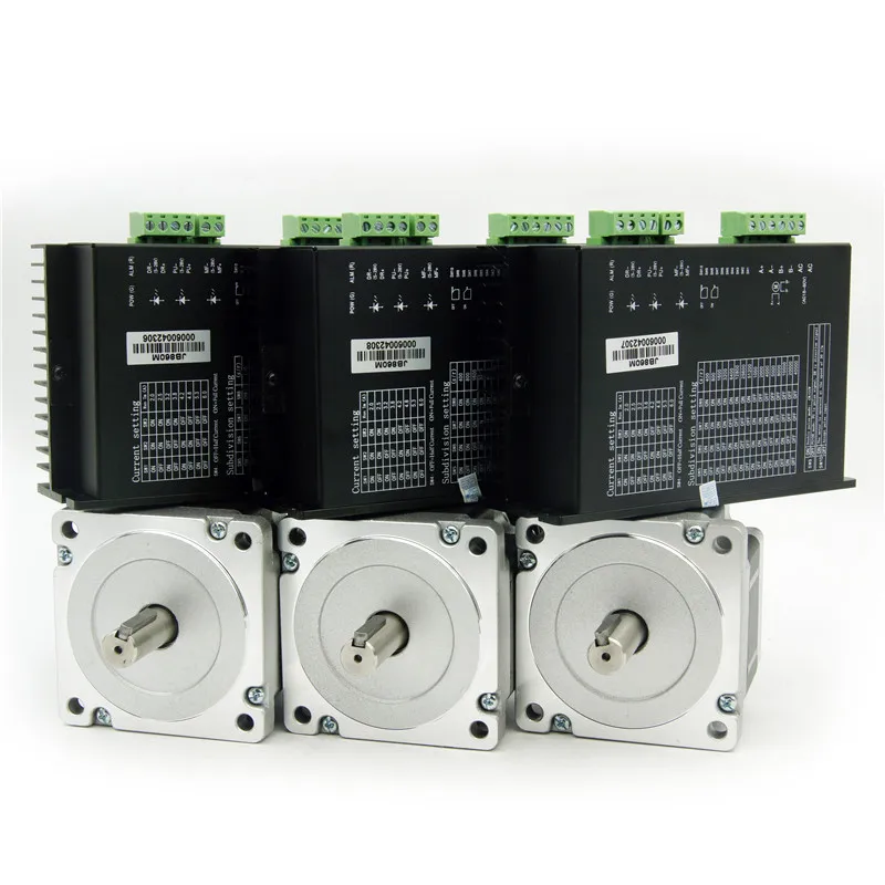 

3 Axis 4 lead NEMA34 stepper motor J86HB65-04 472oz-in shaft diameter 14mm and Driver JB860M AC18-80V/DC24-110V 6.0A 256Micro